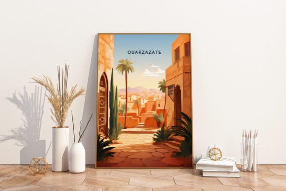 Ouarzazate Morocco Travel Print Poster Wall Art Vintage De