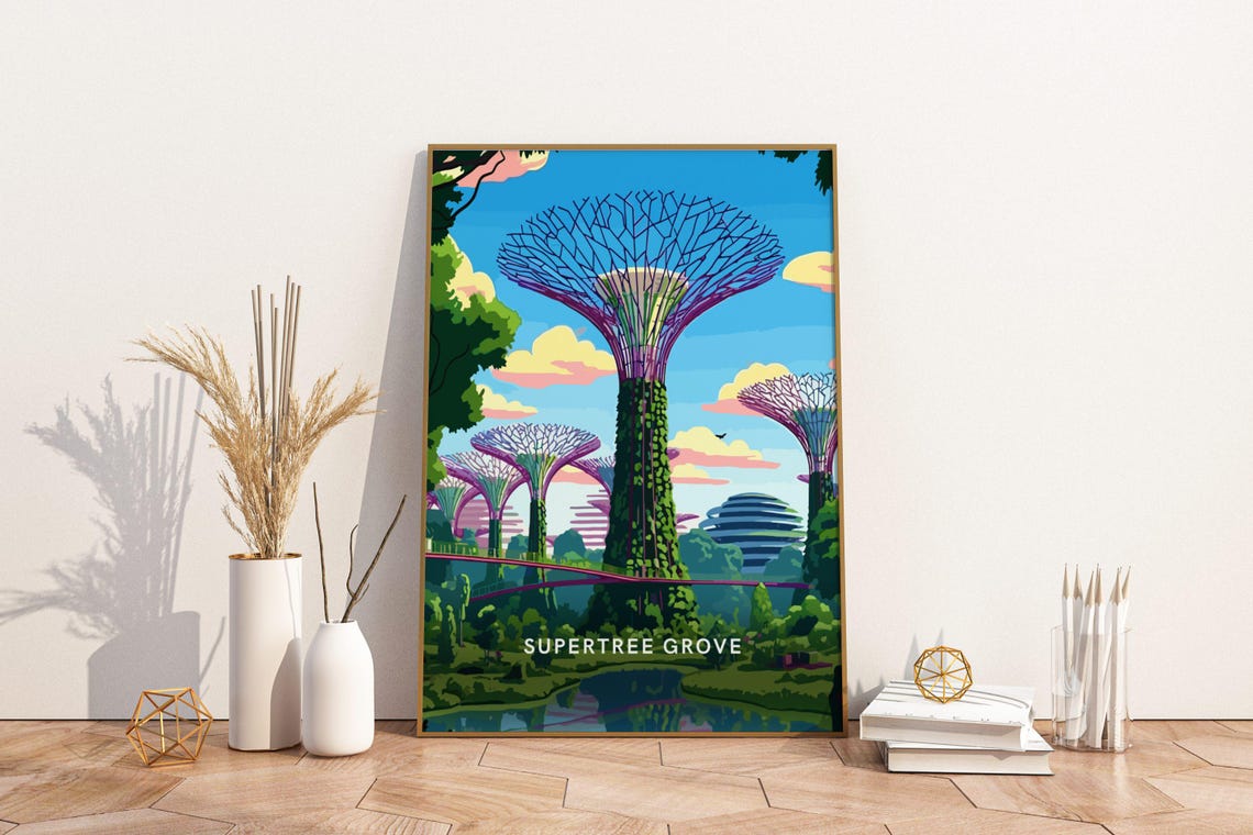 Supertree Grove Singapore Gardens By The Bay Travel Poster Artwork