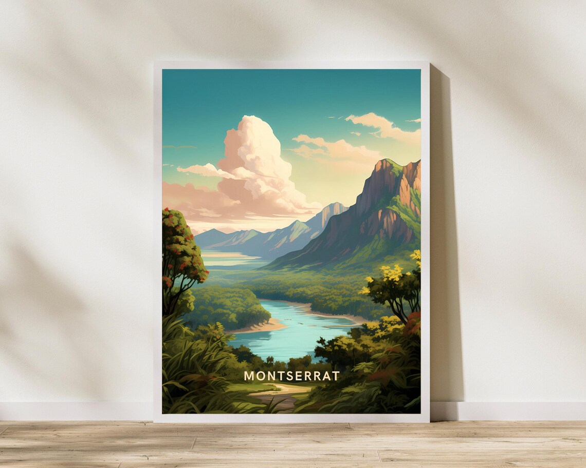 Montserrat Caribbean Travel Print Poster Wall Art Vintage Trave