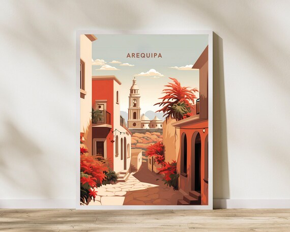 Arequipa Peru Travel Print Poster Wall Art Vintage Decor