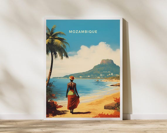 Mozambique Africa Travel Print Poster Wall Art Vintage Deco