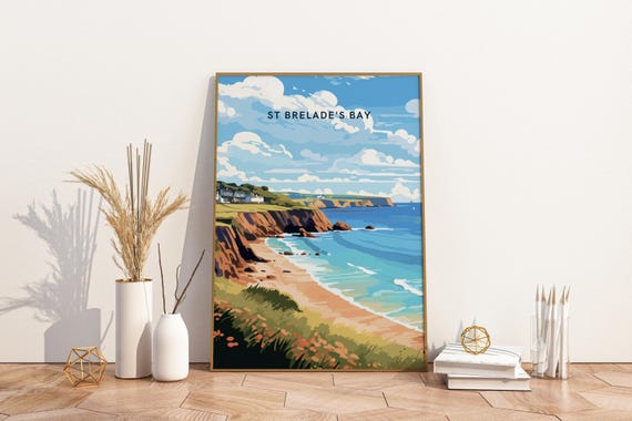 St Brelades Bay Jersey Travel Print Poster Wall Art Vintage