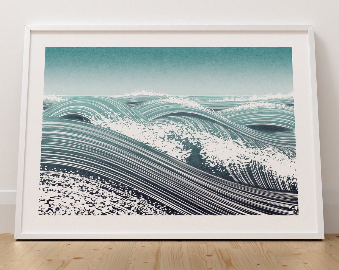 Minimalist Waves Abstract Seascape Poster Print