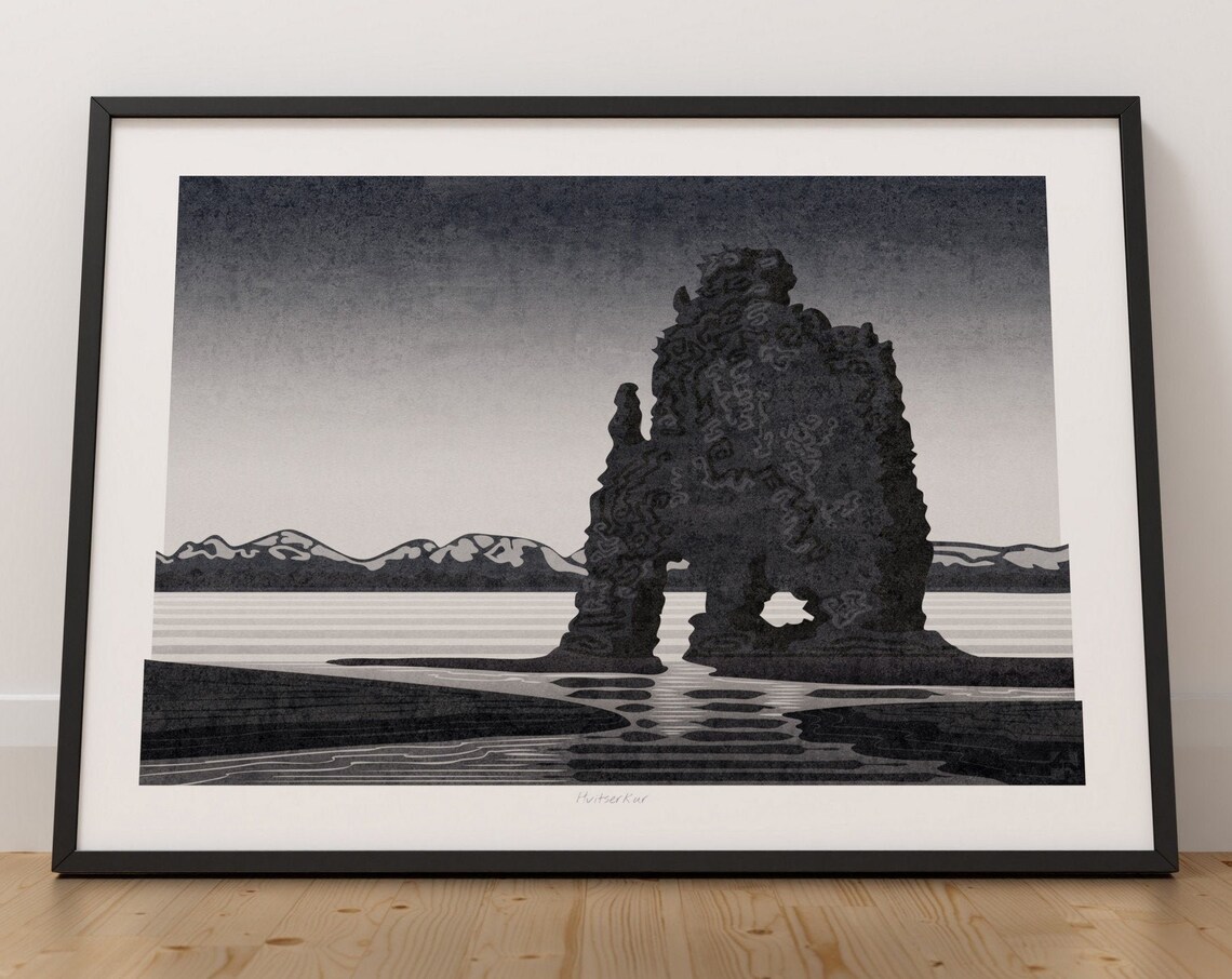 Hvitserkur Vatnsnes Iceland Travel Poster, North Coast
