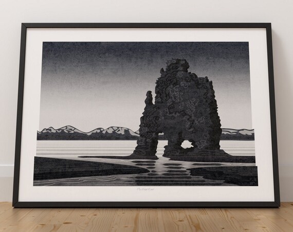 Hvitserkur Vatnsnes Iceland Travel Poster, North Coast