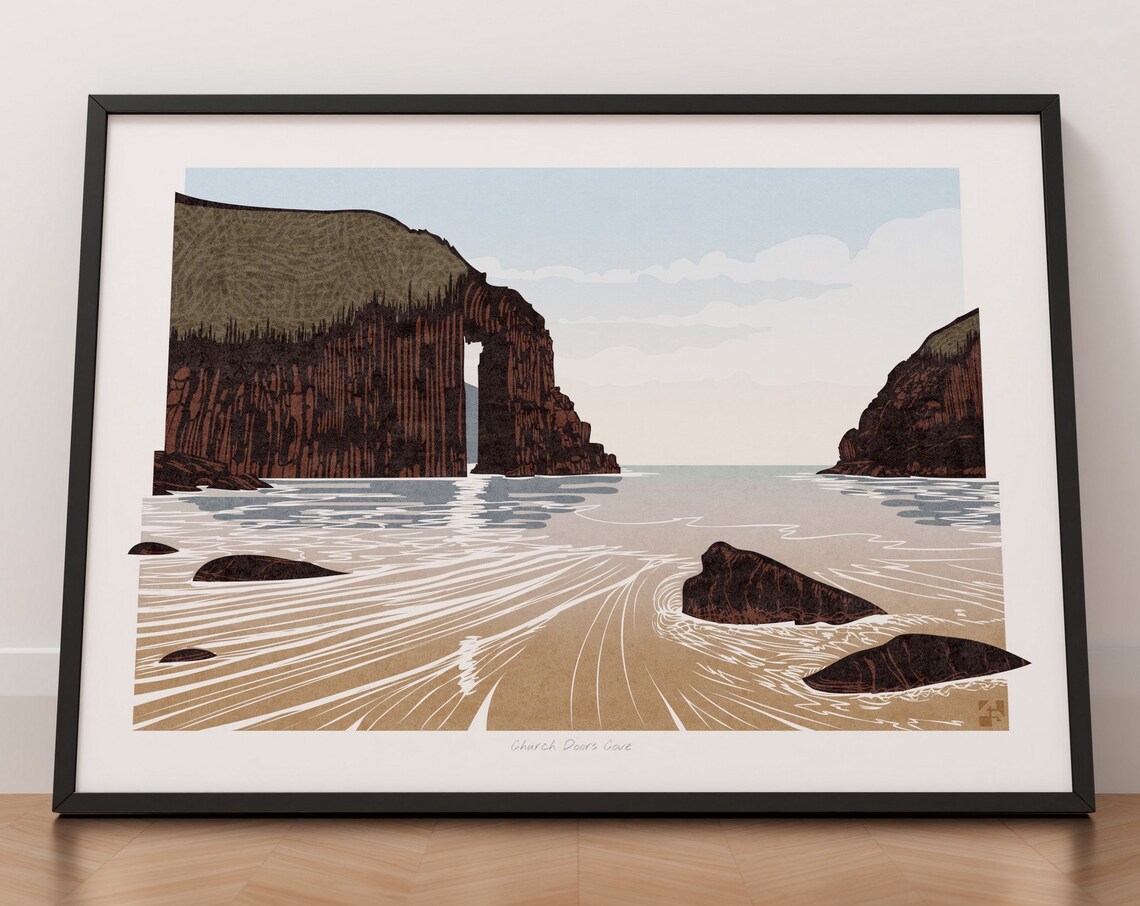 Church Doors Cove Pembrokeshire Wales Travel Poster