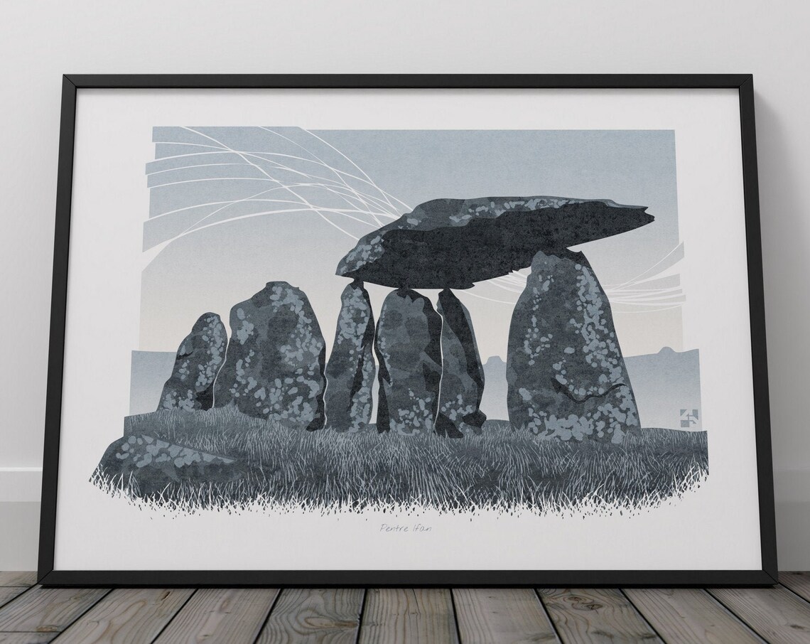 Pentre Ifan Wales Travel Poster, Landscape Art Print