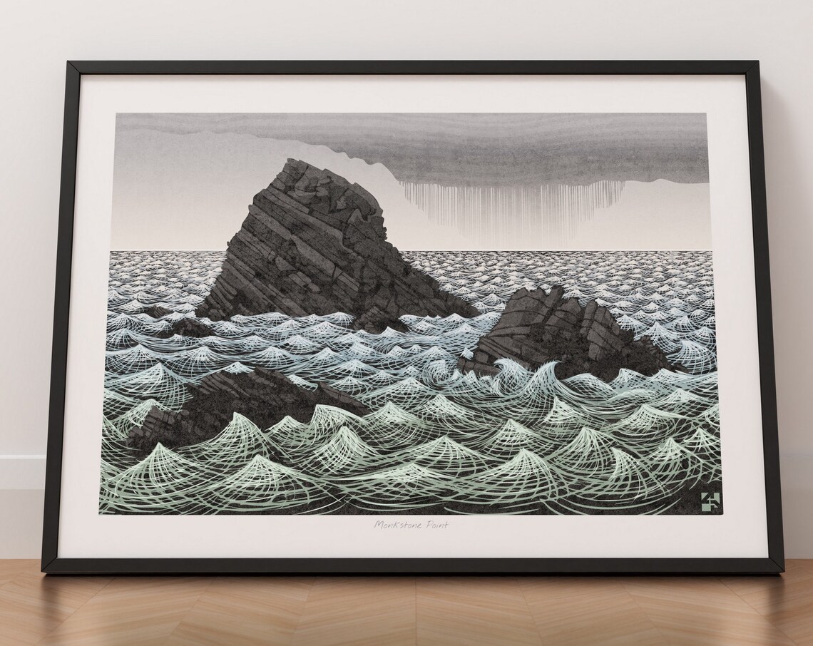Monkstone Point Pembrokeshire Wales Travel Poster