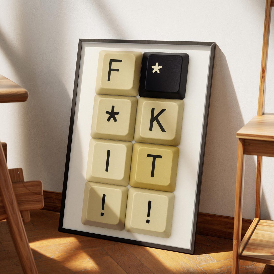 Retro Keyboard Keys Censored Swear Funny Office Typographic Poster