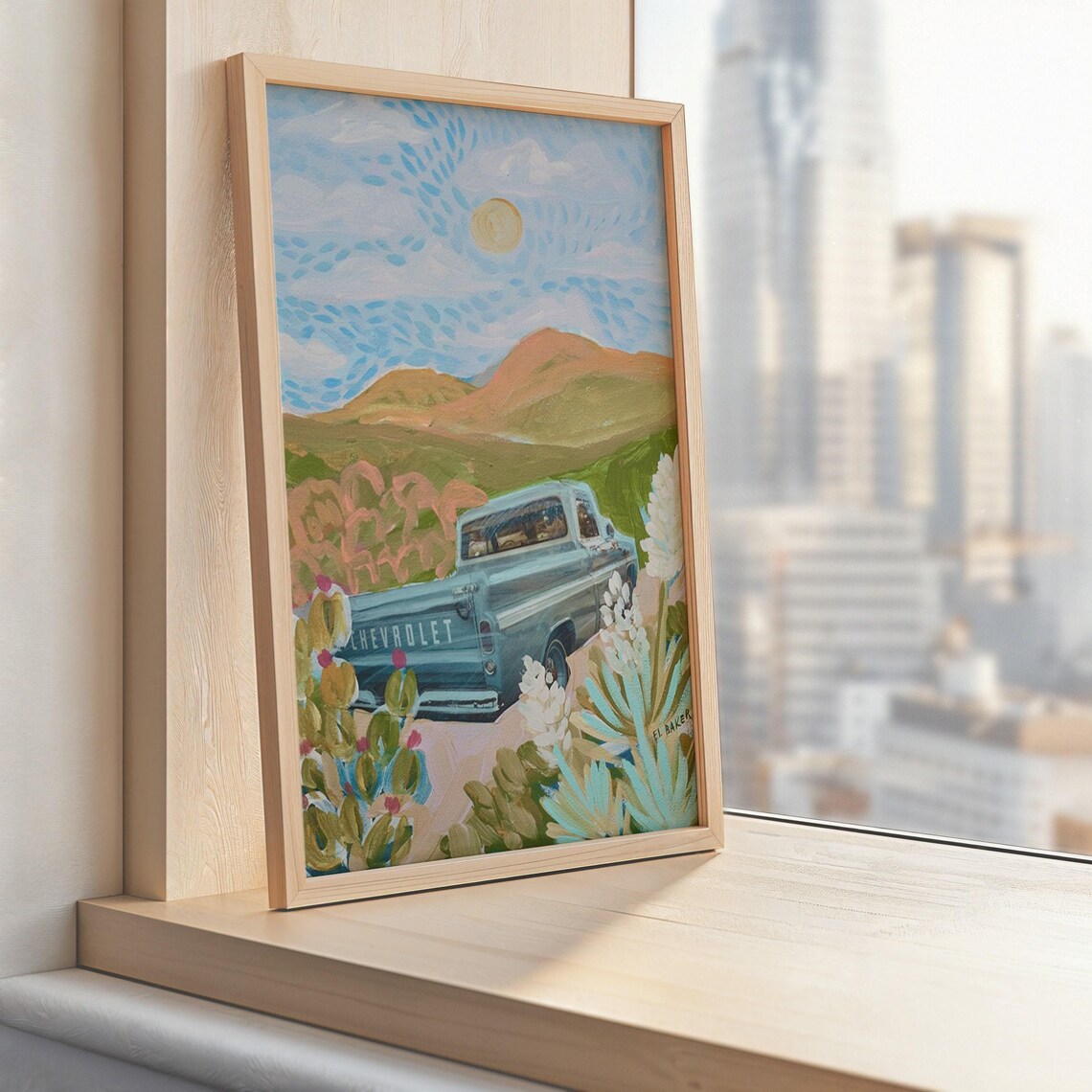Vintage Truck West Texas Cactus Travel Poster