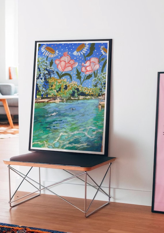 Barton Springs Vintage Austin Texas Travel Poster