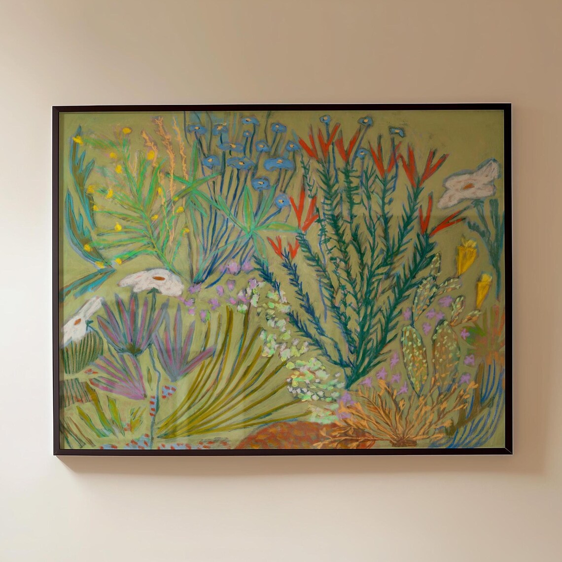 Texas Native Plants Art Print, Boho Southwest Decor