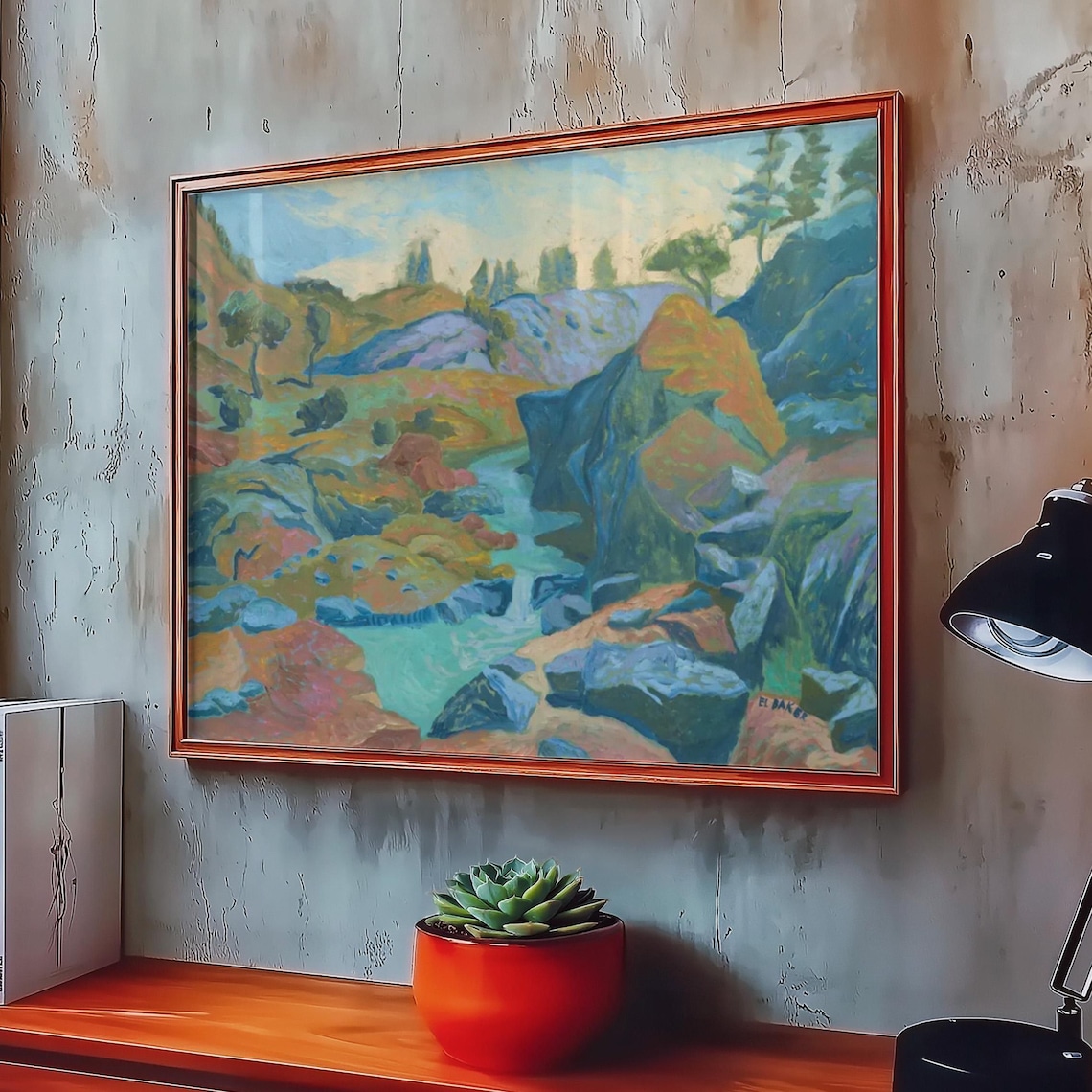California Sierras Vintage Mid-Century Modern Art Print
