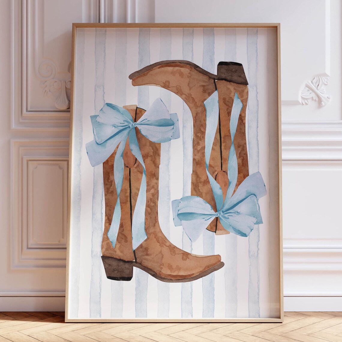 Blue Bow Wall Art Coastal Granddaughter Print Western Cowgirl Print Coastal Dorm Room Decor Coastal Cowgirl Wall Art Light Blue Bow Print