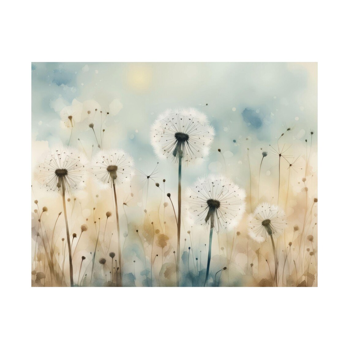 Watercolor Dandelion Art Print, Wildflowers