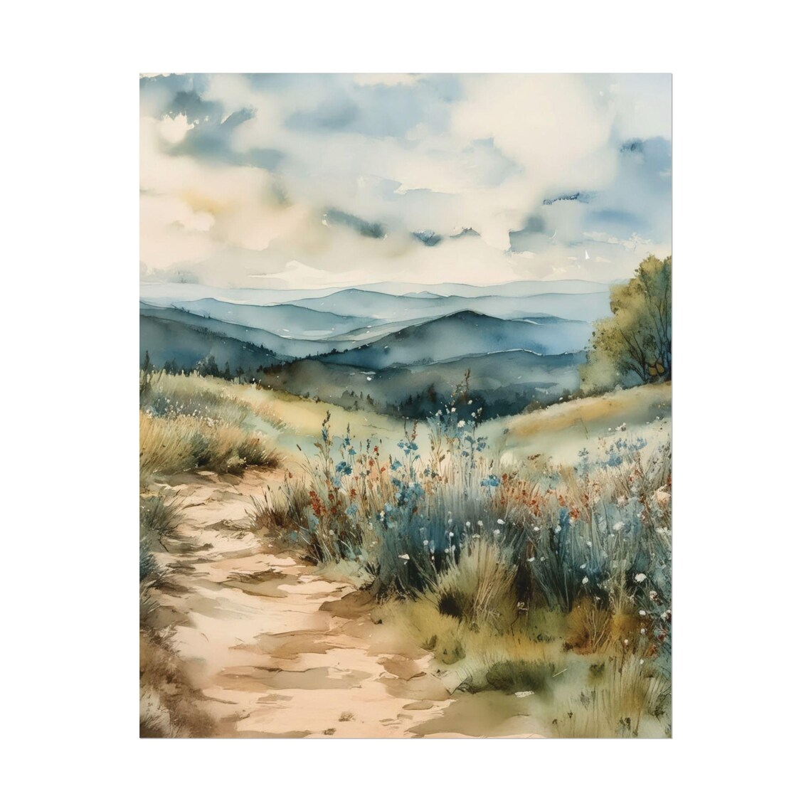 Appalachian Trails Mountain Watercolor Painting Print