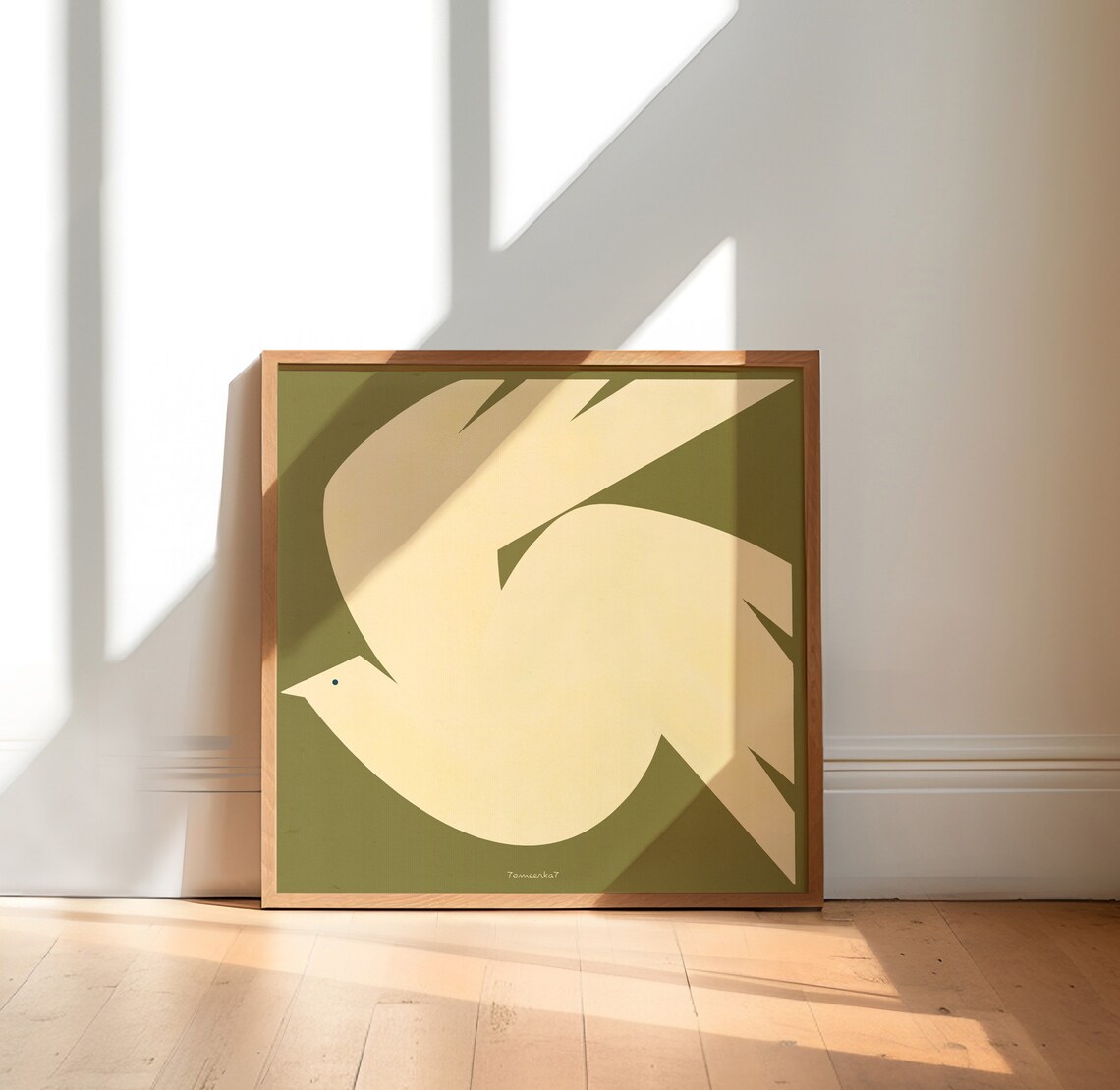 Minimalist Bird Print, Olive Green Abstract Poster - Image 2