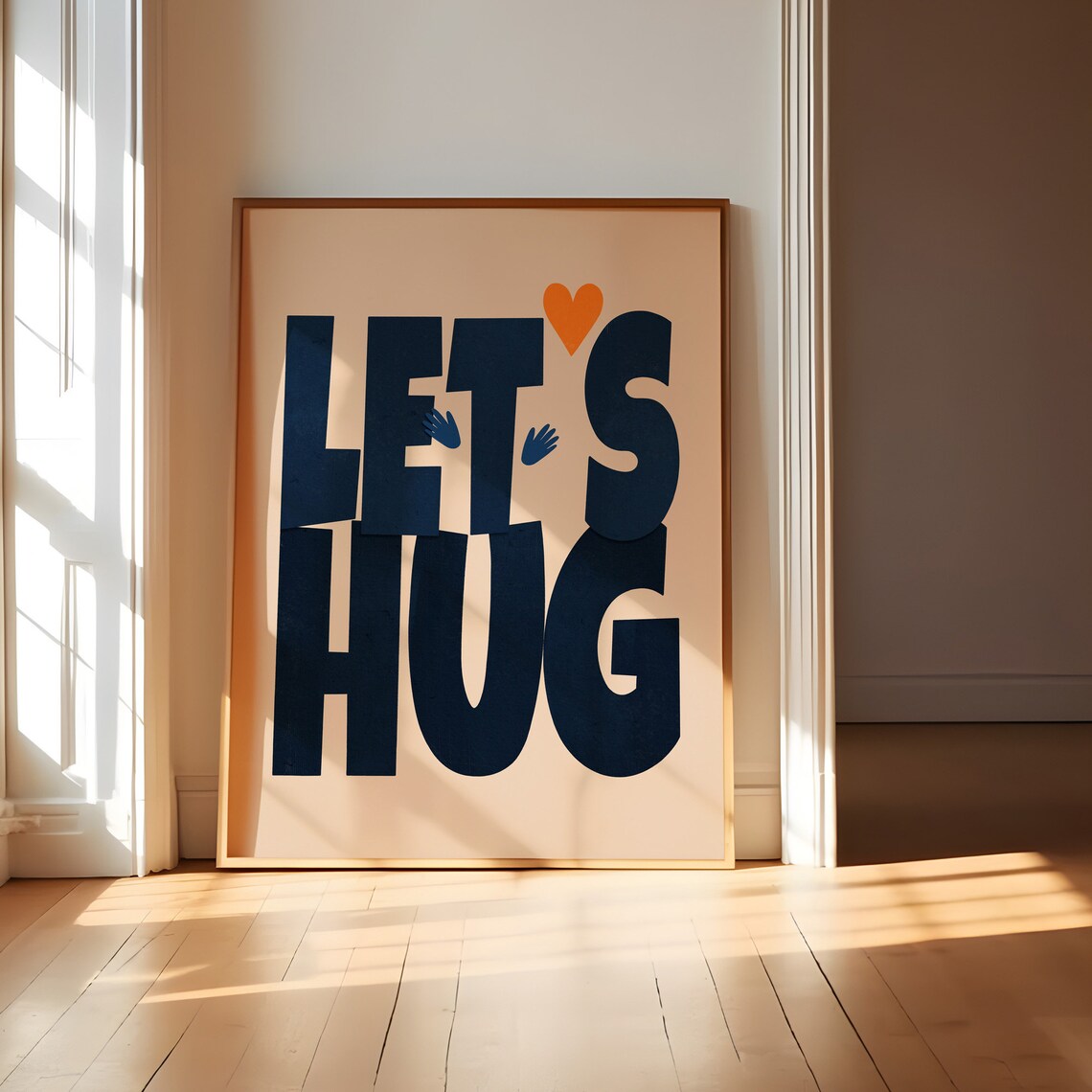 Lets Hug Poster, Modern Quirky Typography