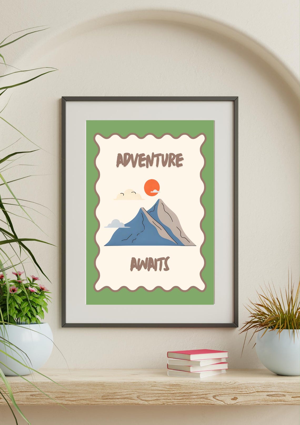 Hiking Wall Print Adventure Awaits Poster Art Gifts Lover Mountain