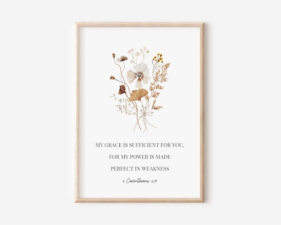 My Grace Is Sufficient 2 Corinthians 129 Wildflower Scripture Poster