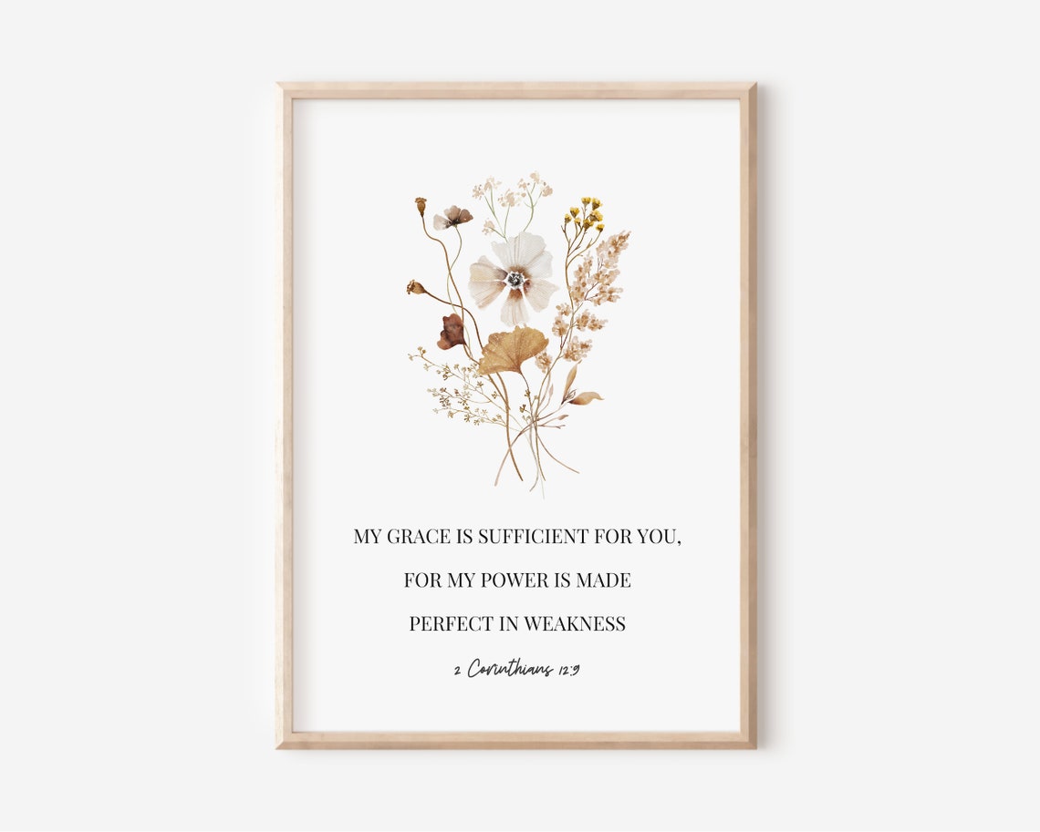 My Grace Is Sufficient 2 Corinthians 129 Wildflower Scripture Poster