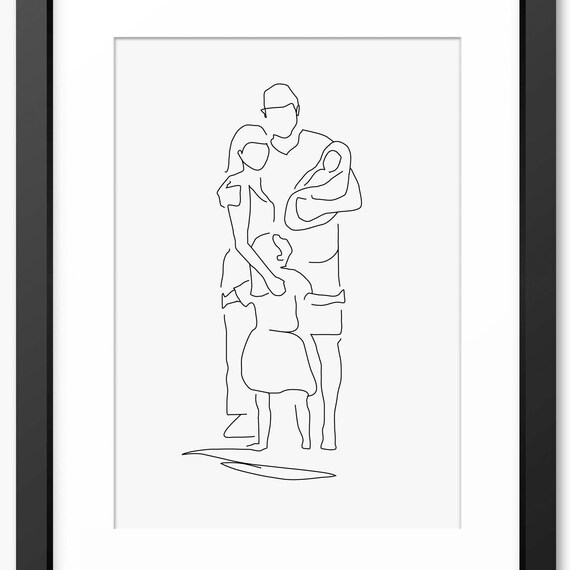 Family Line Art Family Drawing Family Print Family Portrait Gift Family Print Gift Family Illustration Family Wall Art Family Gift