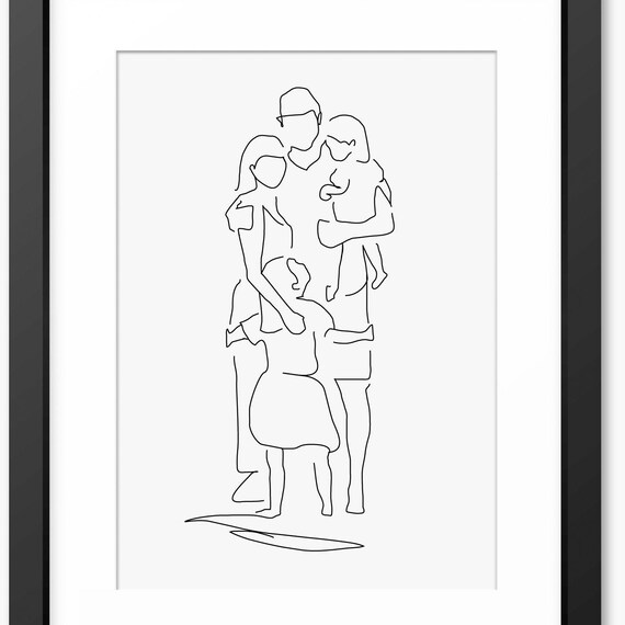 Family Line Art Family Print Family Drawing Family Illustration Family Wall Art Gift For Mum Mom Gift For Dad Mothers Day Gift