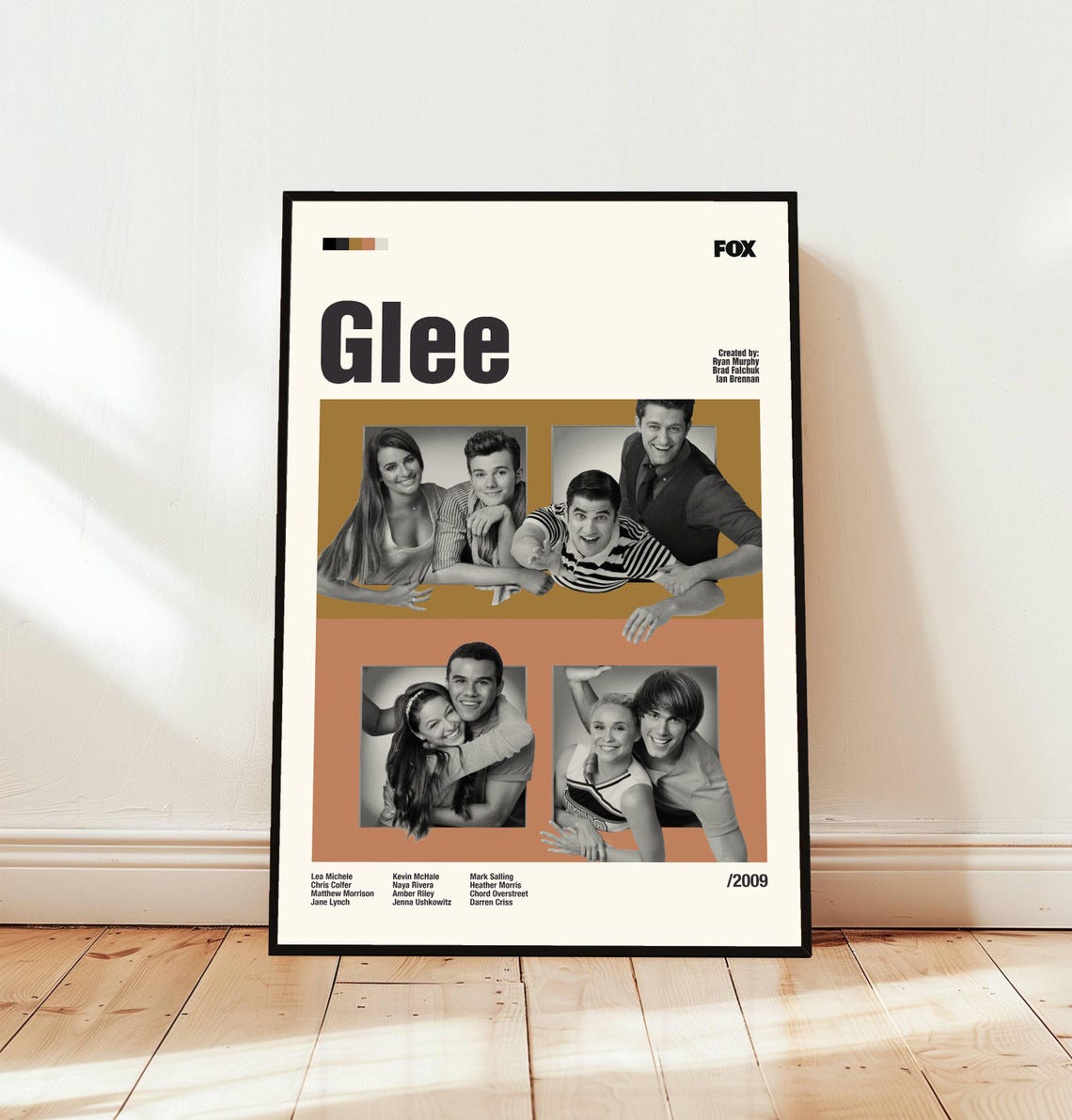Glee 2009 FOX Minimalist Series Art with Full Cast Names Poster