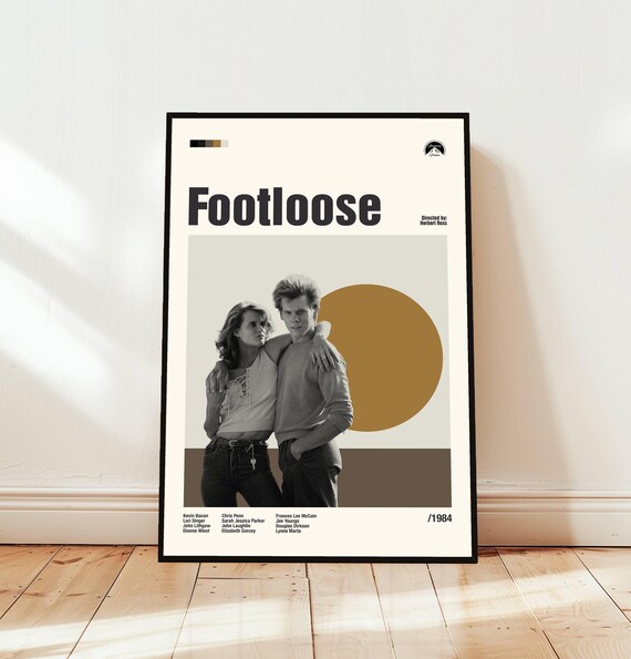 Footloose 1984 Minimalist Movie Poster Starring Kevin Bacon and Lori Singer