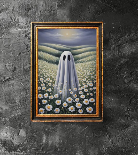 In A Sunflower Field At The Moon Poster Wall Art Cute Halloween
