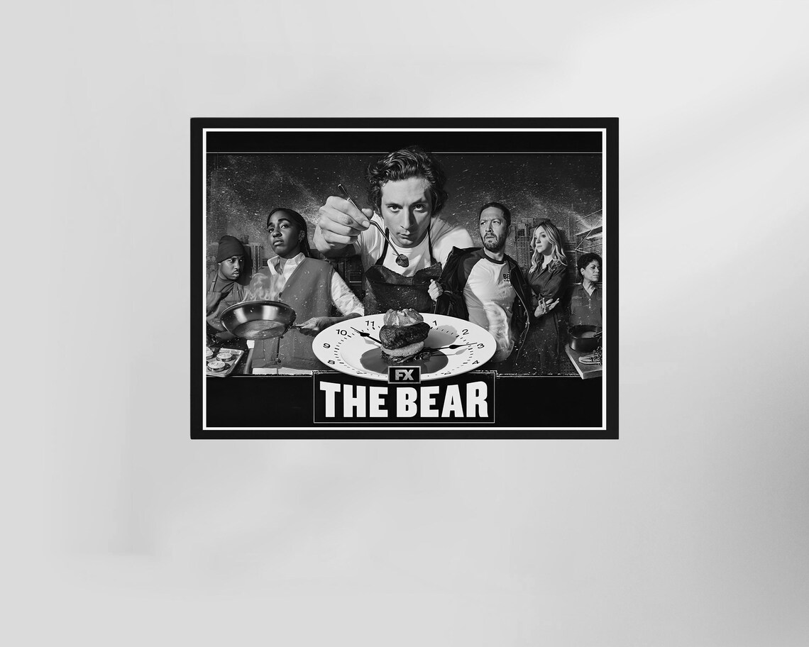 The Bear Tv Show Poster Prints Black And White Wall Art Chef Kitchen Decor Retro