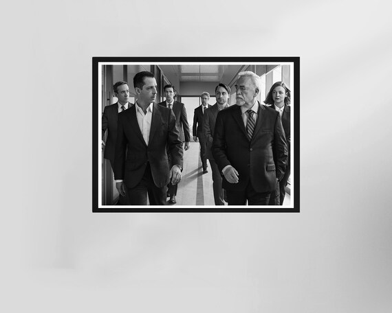 Succession HBO Prestige TV Series Black White Cast Walk Poster