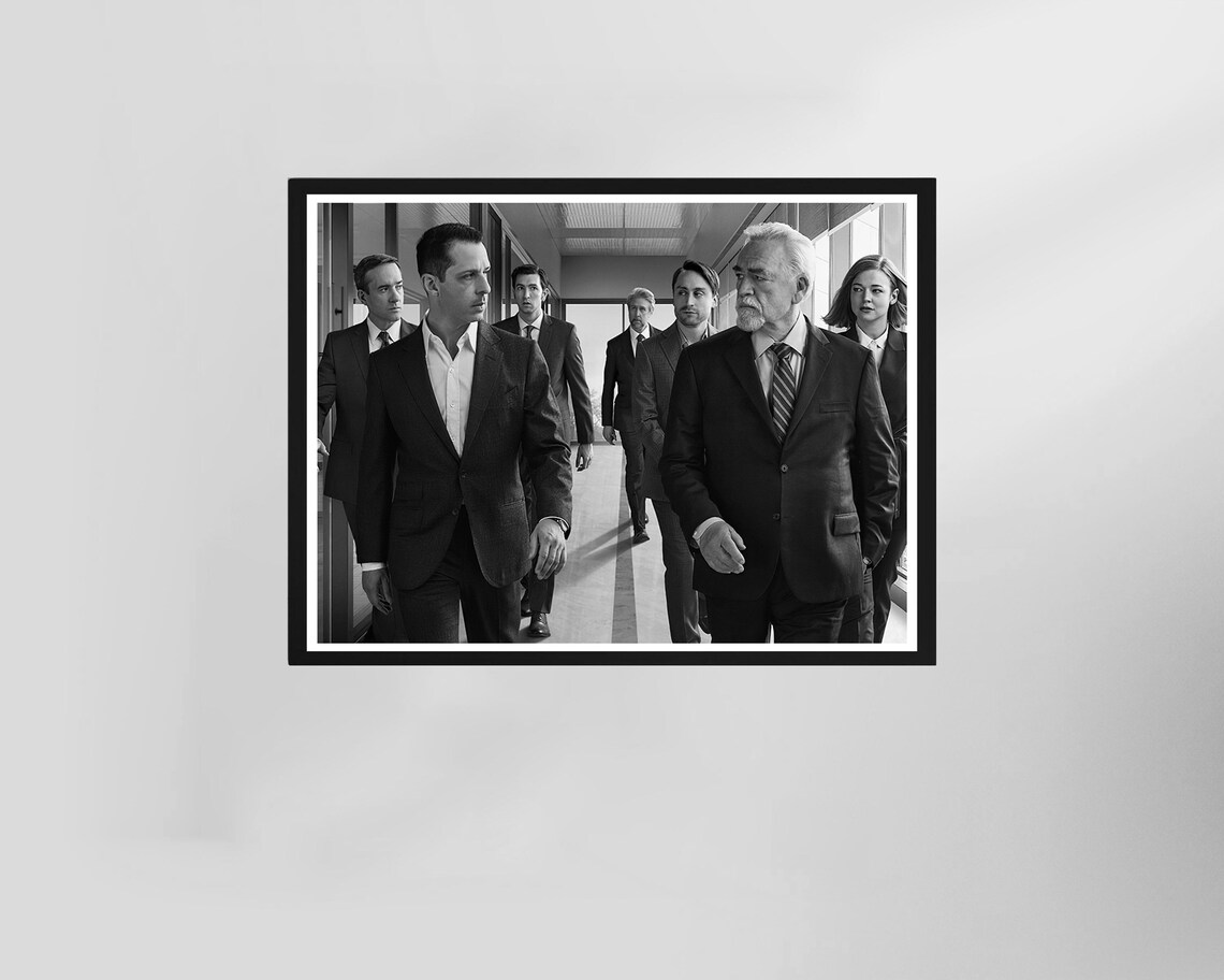 Succession HBO Prestige TV Series Black White Cast Walk Poster