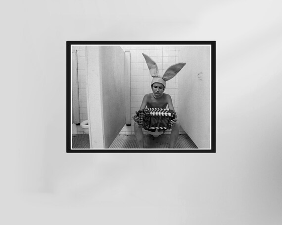 Gummo Bunny Ears Accordion Scene Black and White Funny Decor Poster