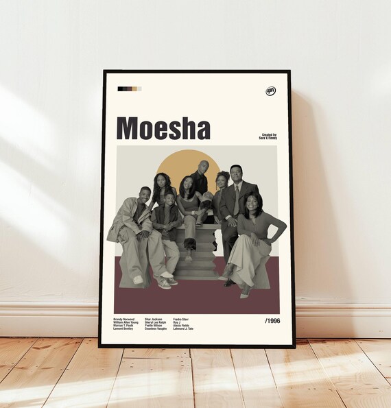 Moesha 1996 UPN Minimalist Series Art with Cast Names Poster