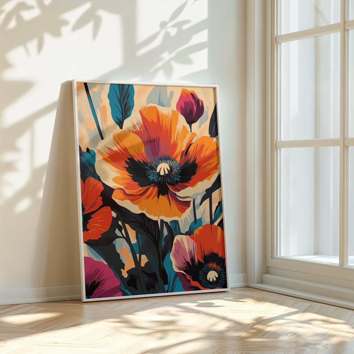 Poppy Flower Art Print, Modern Botanical Decor