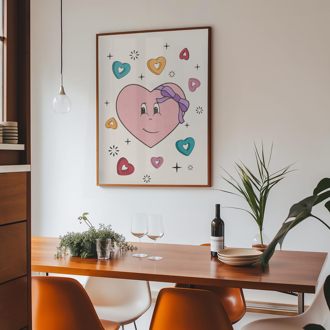 Whimsical Smiling Heart Art Print Valentines Day Wall Decor Nursery Letterpress