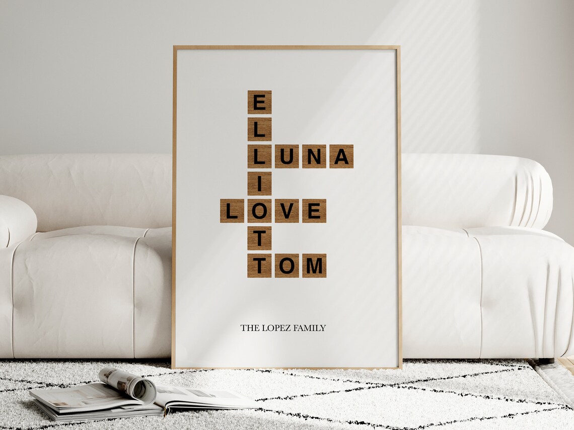 Personalized Letter Tile Art, Crossword Style - Image 4