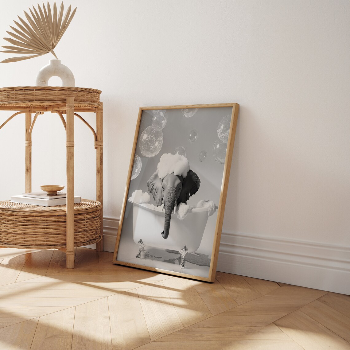 Cute Elephant In A Tub Bathroom Funny Art Print - Image 2