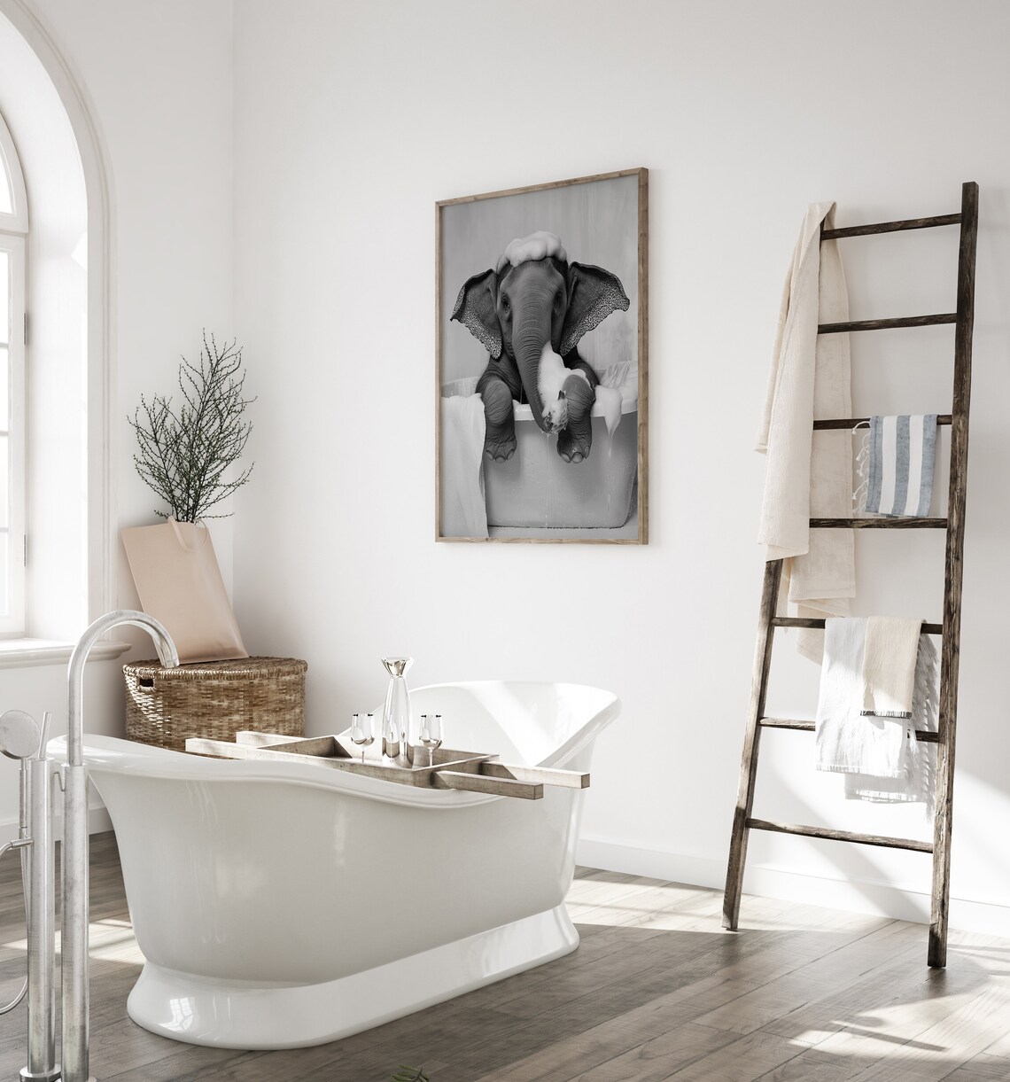 Cute Elephant In A Tub, Funny Bathroom Poster - Image 3
