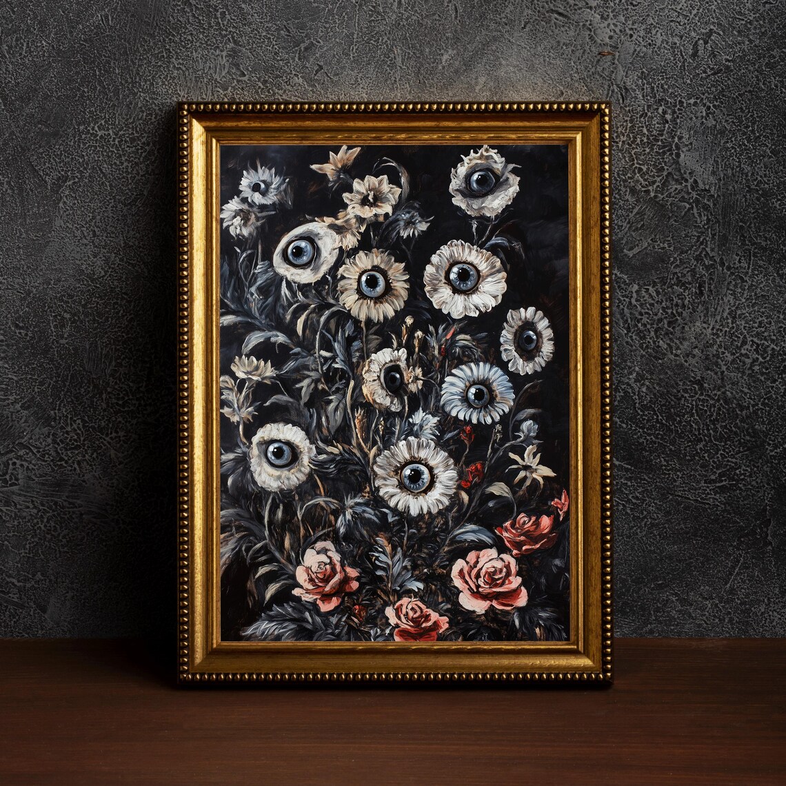 Botanical Goth Art Print, Dark Floral Gothic Style