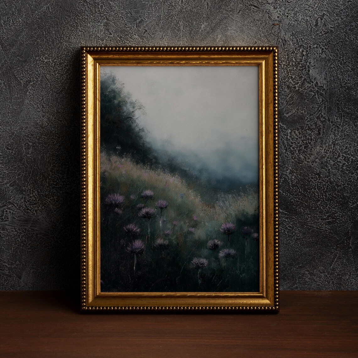 Dark Academia Field Art Print, Moody Botanical