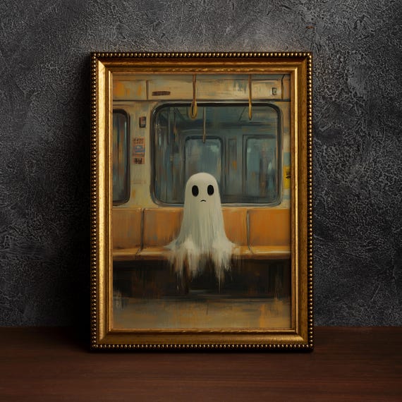 On Subway Halloween Wall Artgothic Decorhalloween Indoor Decormelancholic Art Gothic Eleganceabandoned Station Artsingle Poster