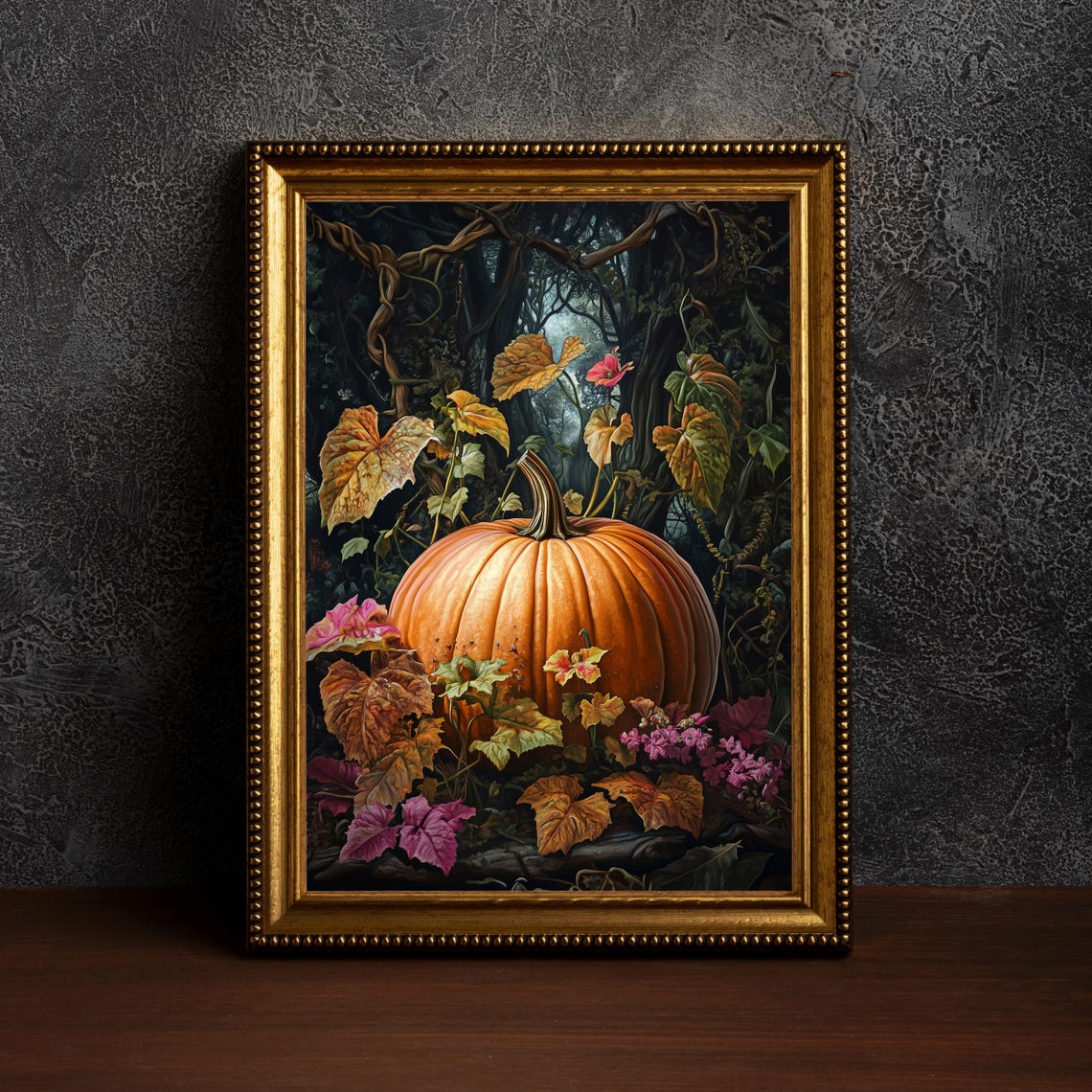 Floral Pumpkin Halloween Wall Art Spooky Fall Jack O Lantern Print Prints Of Pumkinrustic