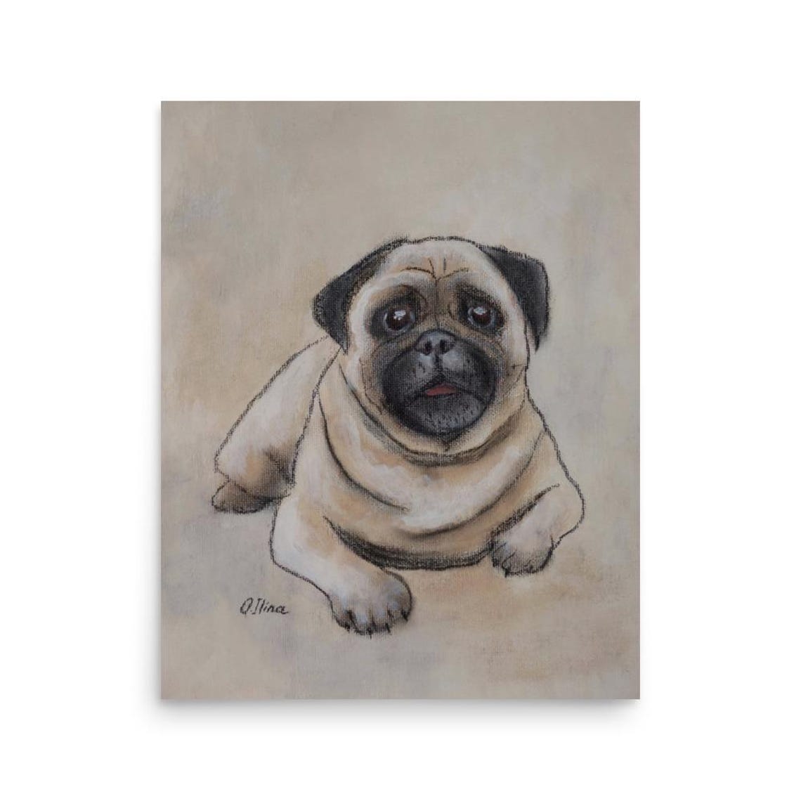 Pug Art Print, Original Painting Poster - Image 3