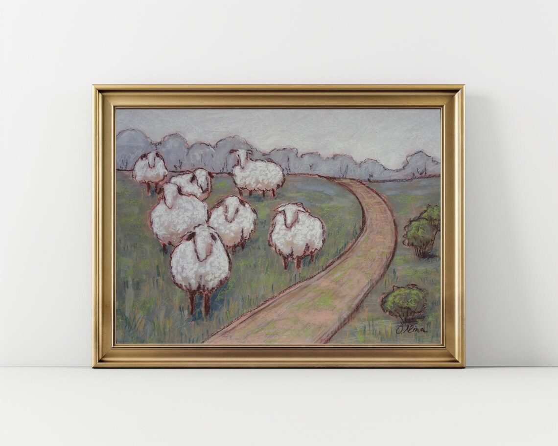 Abstract Landscape With Sheeps, Farm Poster - Image 2