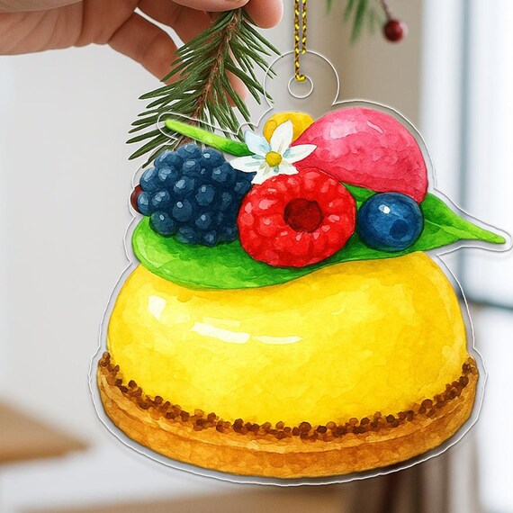 Fruit Tart Christmas Ornament Lemon Berry Dessert Cute Food Decor Poster