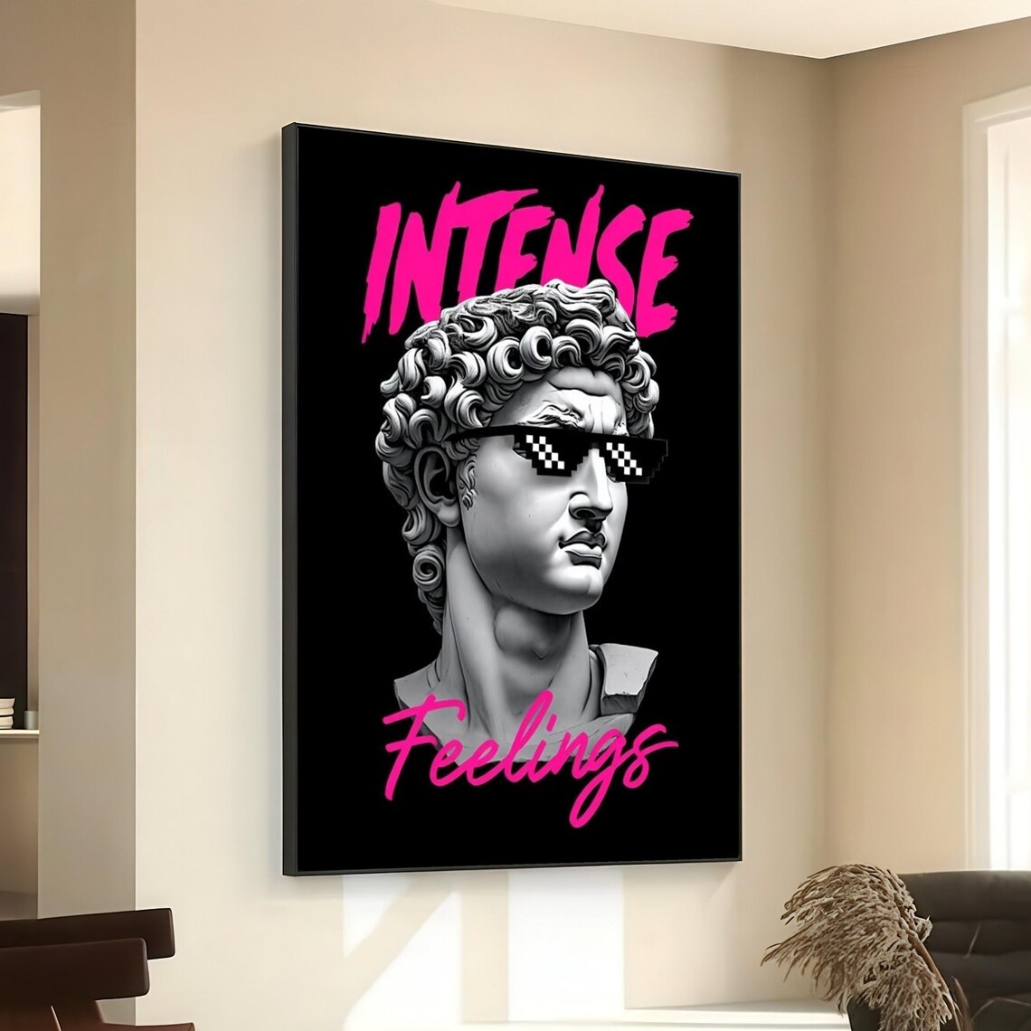 Intense Feelings David Statue Cool Sunglasses Neon Pink Wall Art