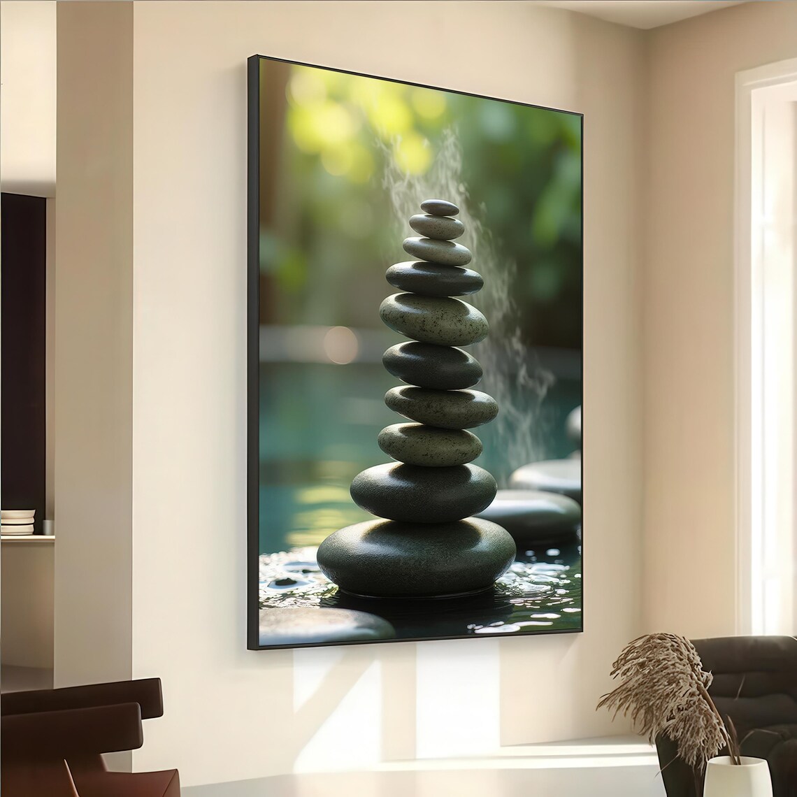 Zen Balancing Stones Stacked Rocks Calm Water Spa Art Poster