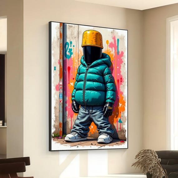 Urban Street Style Canvas Modern Character Art Graffiti Background Wall Decor Contemporary Fashion Cool Streetwear